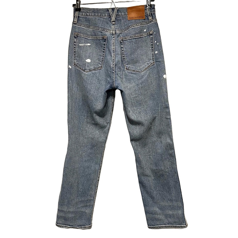 J. CREW POINT SUR Shoreditch‎ Straight Leg High Rise Jeans • 25 • blue, painted - Picture 5 of 10